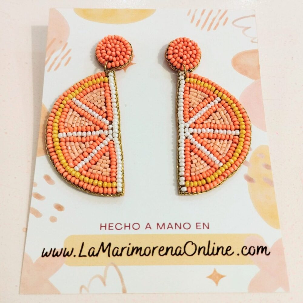 Pendientes abalorios naranja
