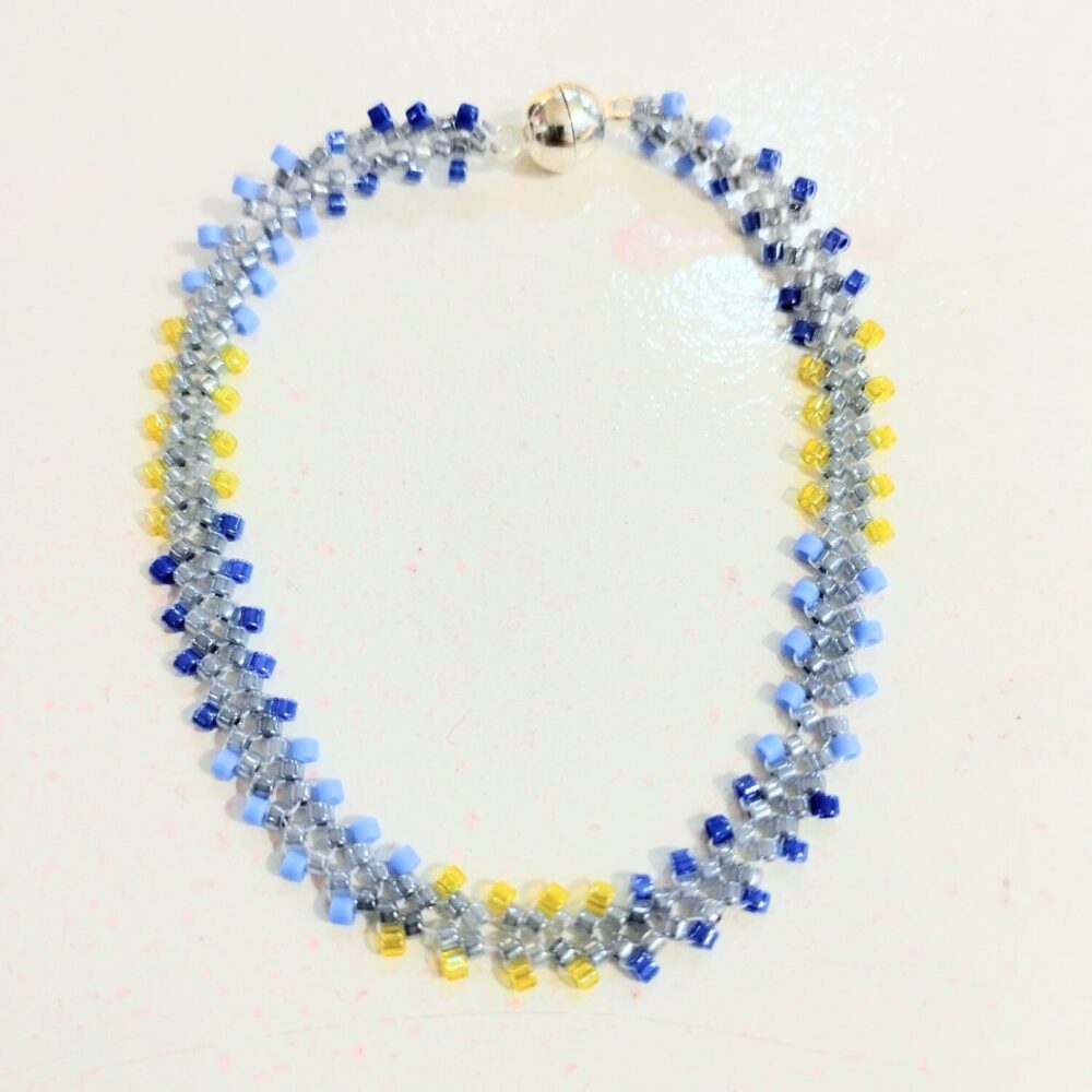 Alternative view of Pulsera ajustable espiga delica Miyuki (azul)
