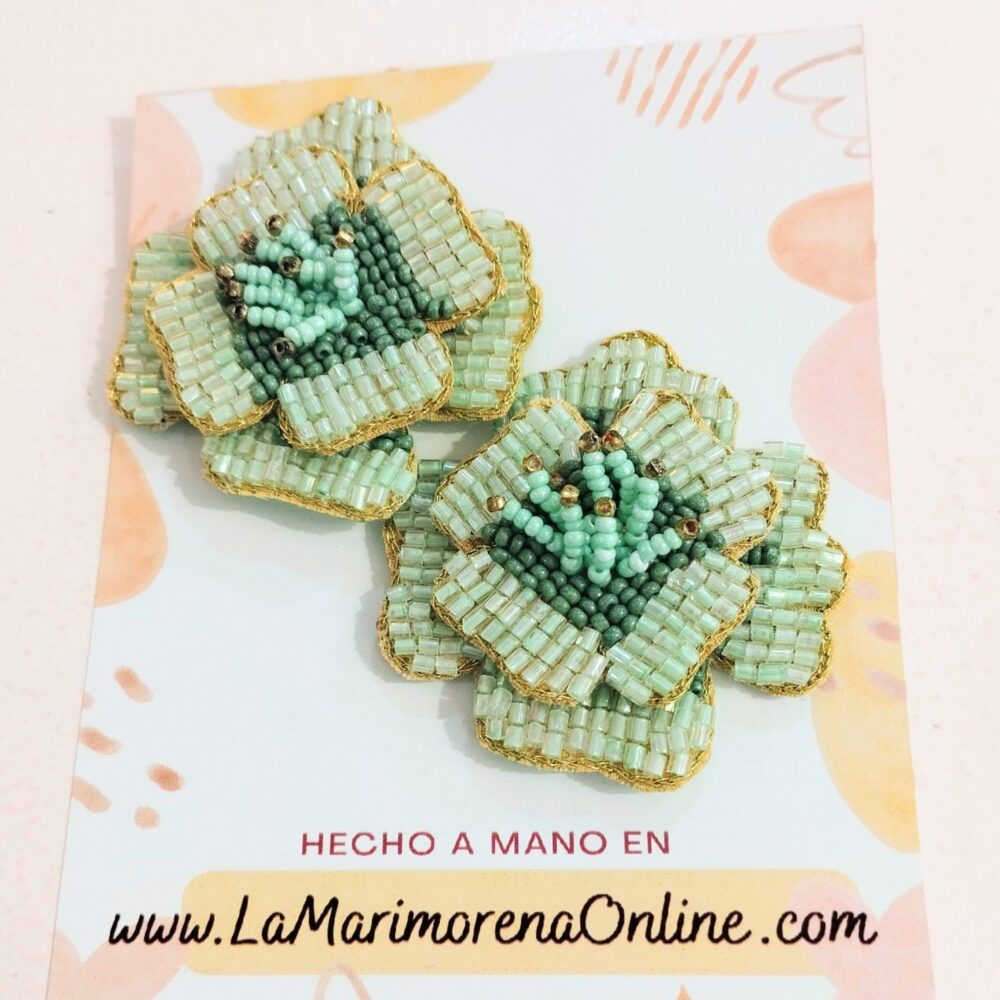 Pendientes abalorios flores