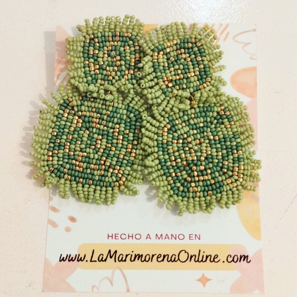 Pendientes abalorios geométricos (verde)