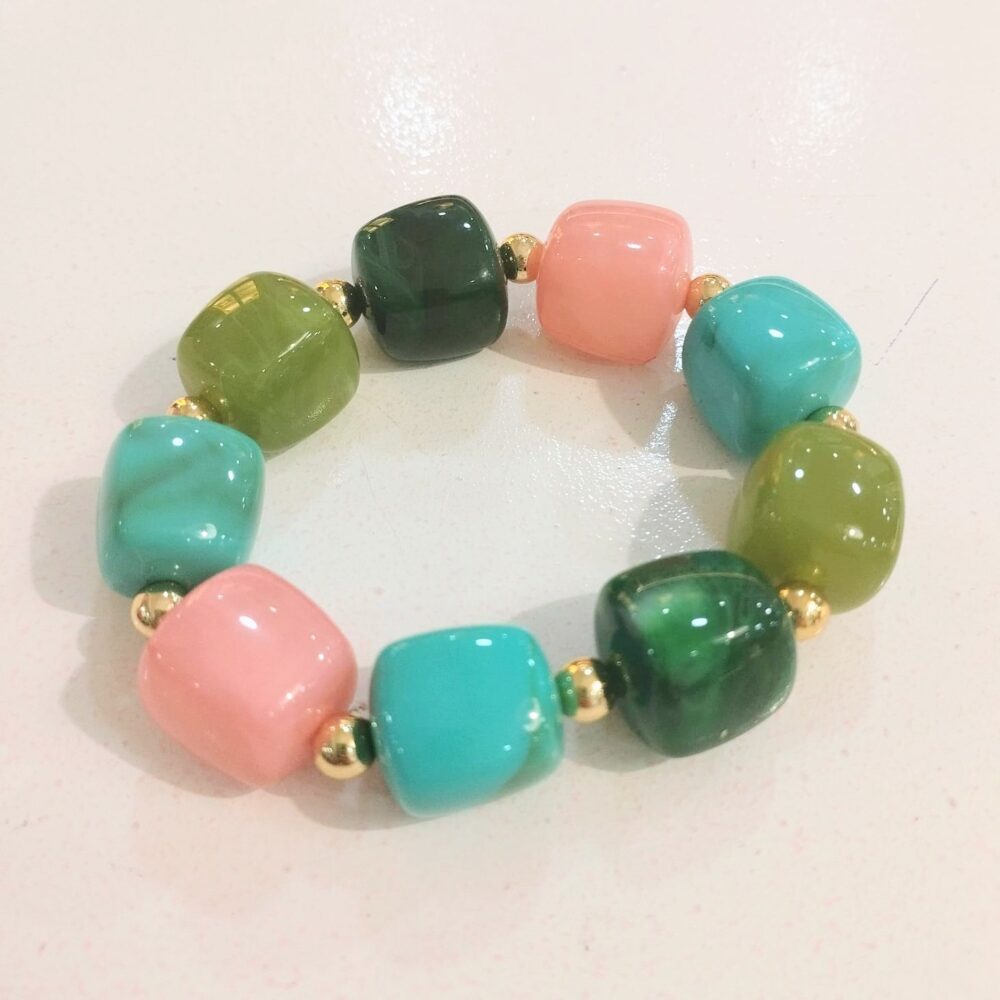 Alternative view of Pulsera bolitas colores (rosa, azul, verde)