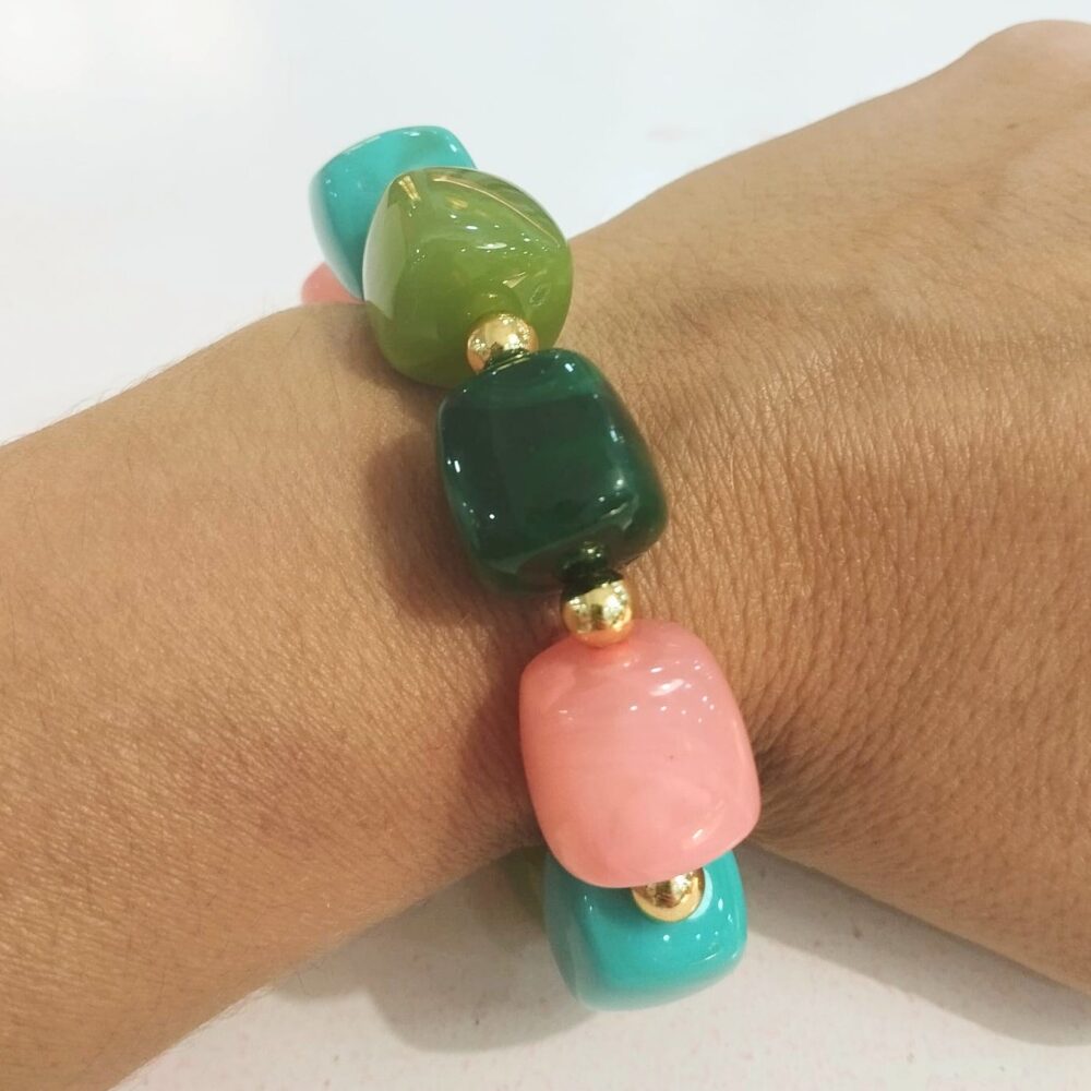 Pulsera bolitas colores (rosa, azul, verde)
