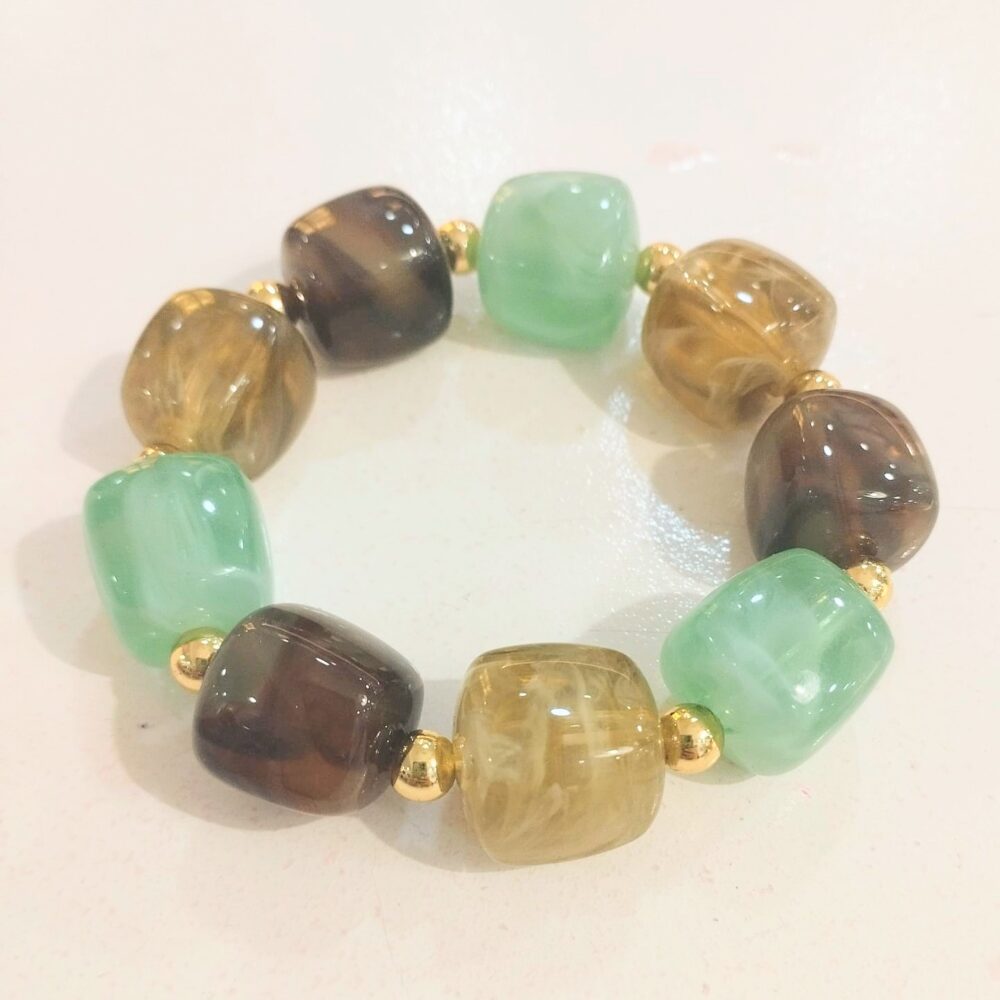 Alternative view of Pulsera bolitas colores (verde y marrón)