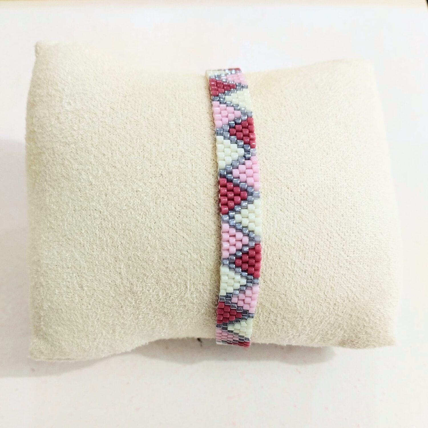 Pulsera ajustable triángulos delica Miyuki (rosa) - Imagen 2