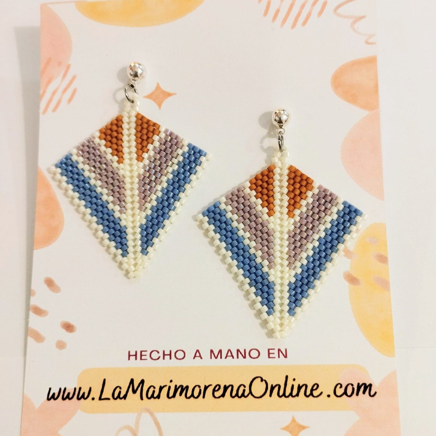 Pendientes flecha delica Miyuki (azul/mostaza)