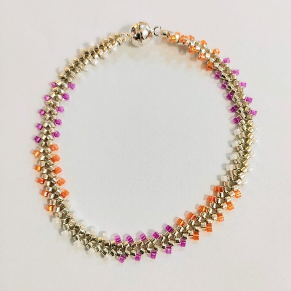 Alternative view of Pulsera ajustable espiga delica Miyuki (flúor)
