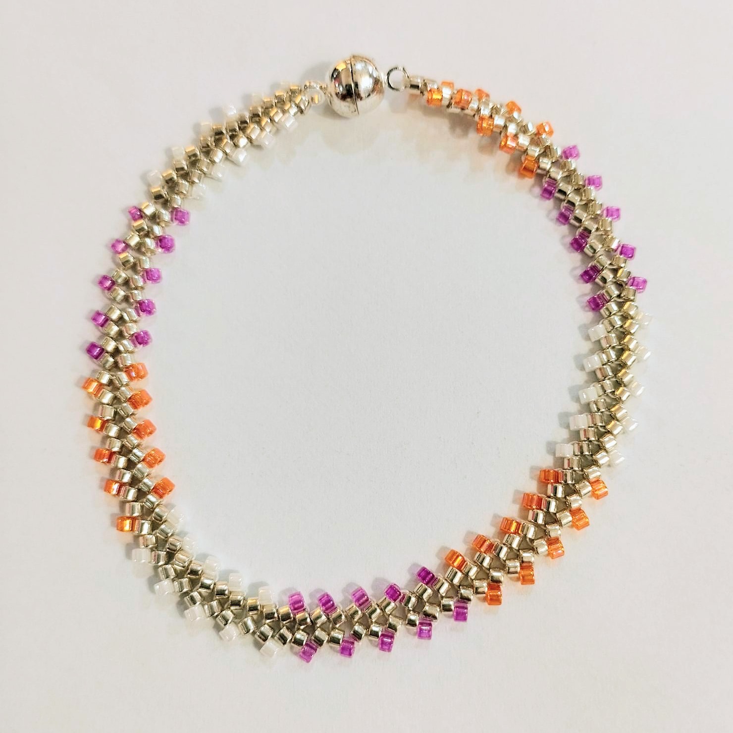 Pulsera ajustable espiga delica Miyuki (flúor) - Imagen 2