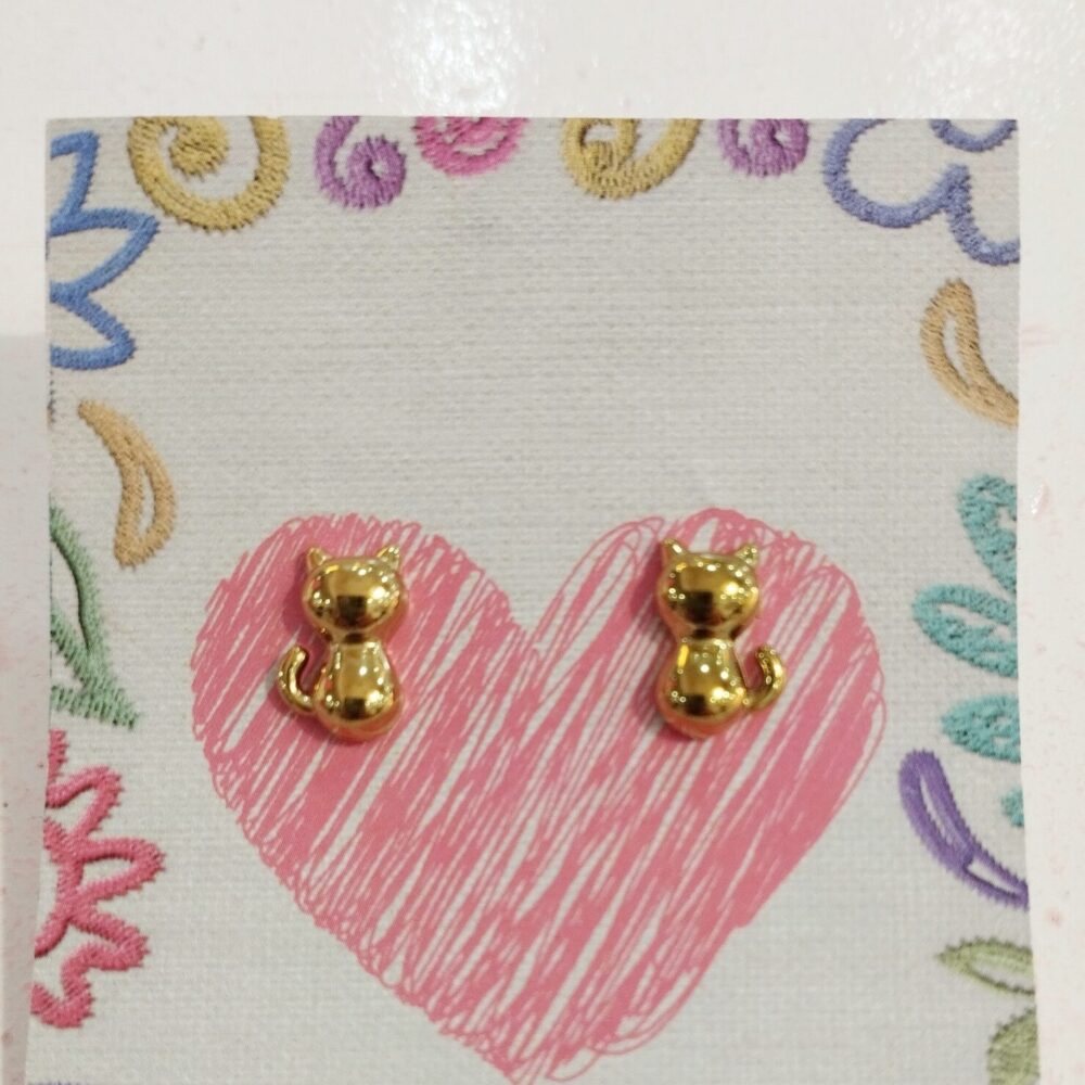 Pendientes pegados gatitos (dorado)