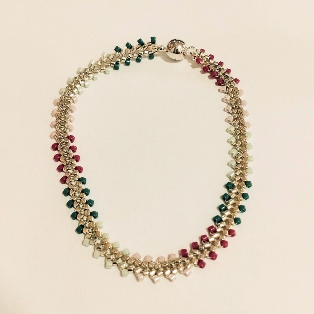 Alternative view of Pulsera espiga delica Miyuki (magenta/turquesa)