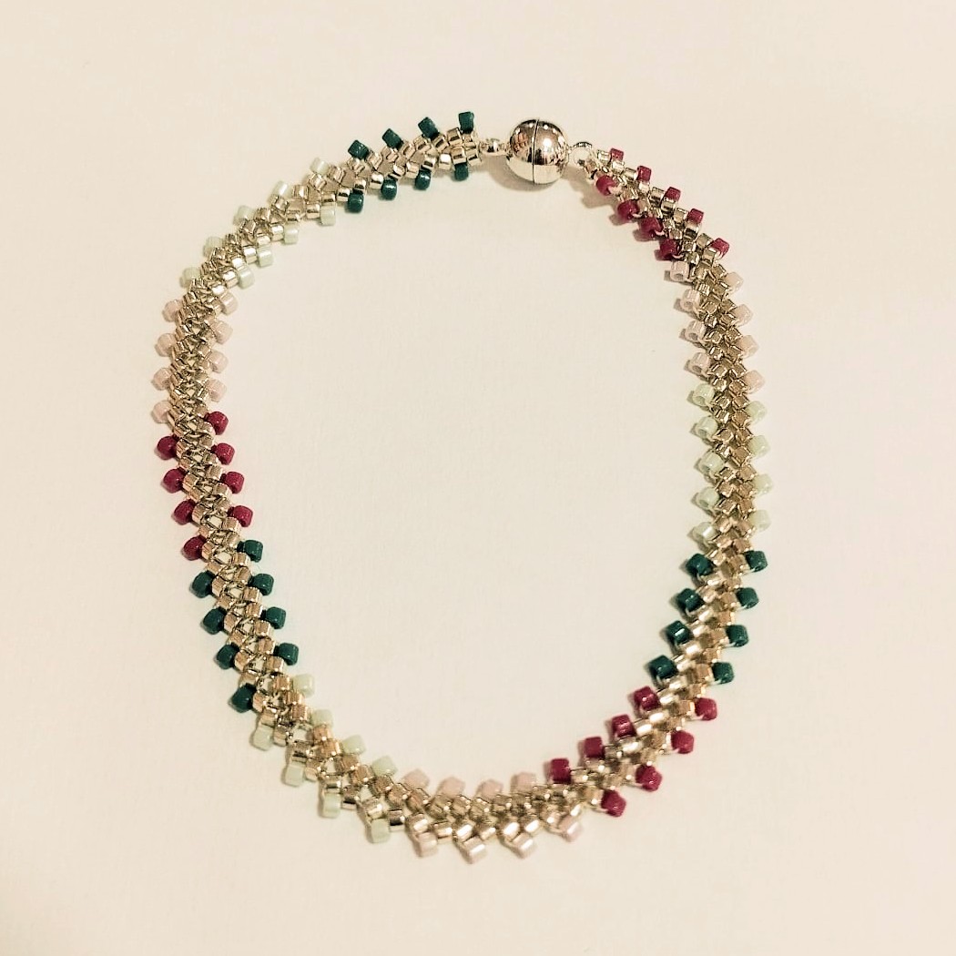 Pulsera espiga delica Miyuki (magenta/turquesa) - Imagen 2