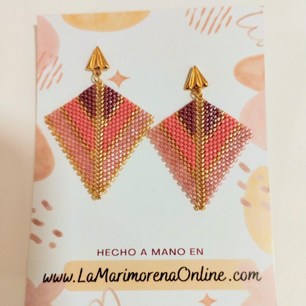 Pendientes flecha delica Miyuki (borgoña/salmón)