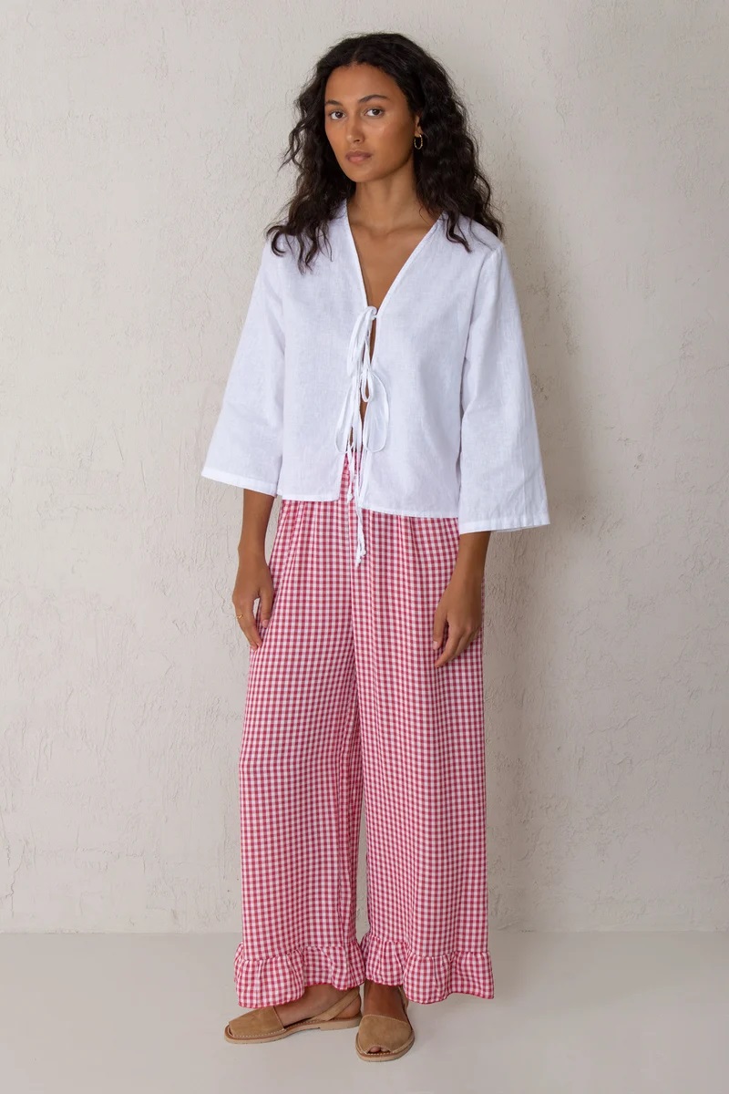 Pantalón Chloe vichy rojo - Imagen 9