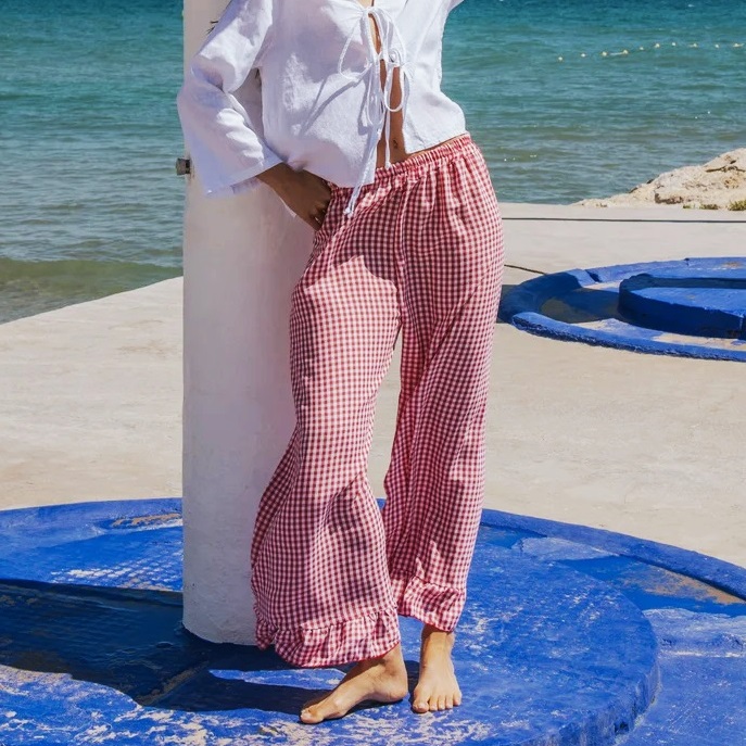 Pantalón Chloe vichy rojo