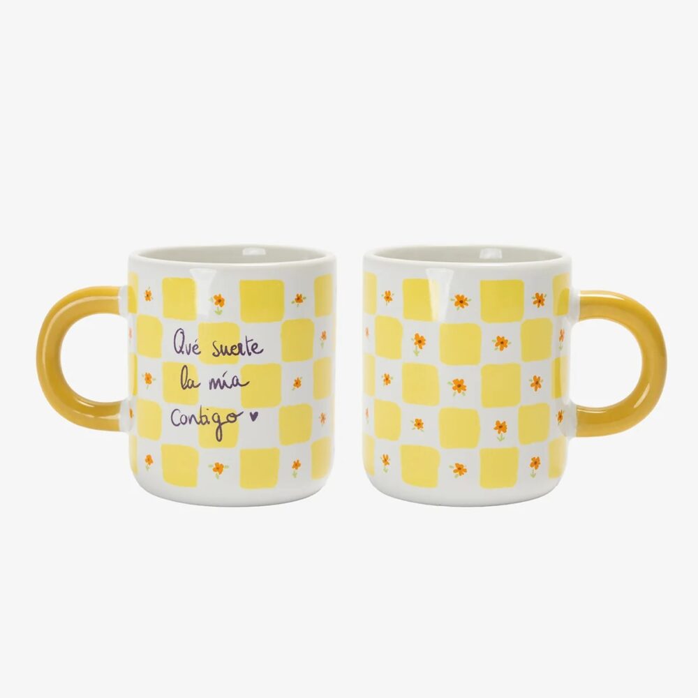 Taza "Qué suerte la mía contigo"