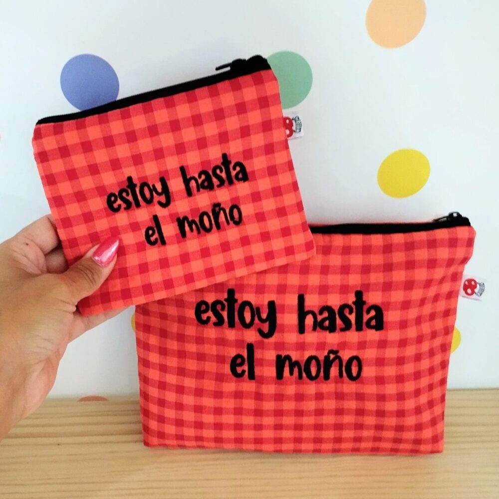 Monedero o Neceser "Estoy hasta el moño" (rojo/naranja)