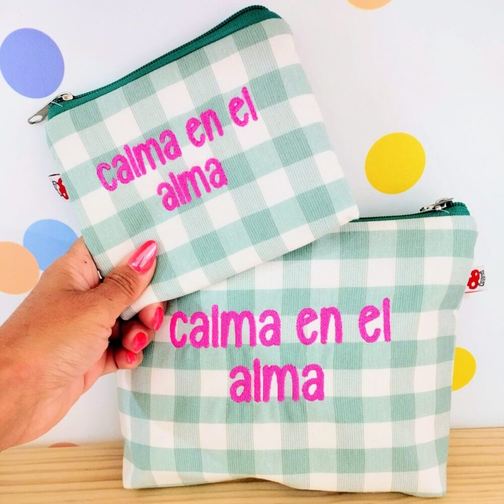 Monedero o Neceser "Calma en el alma" (Verde agua)