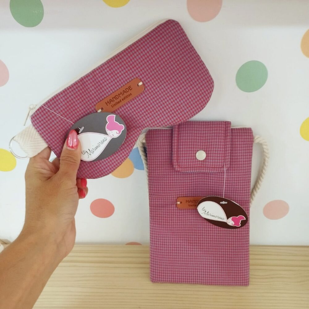 Alternative view of Funda gafas tela (cuadritos rojo y gris)