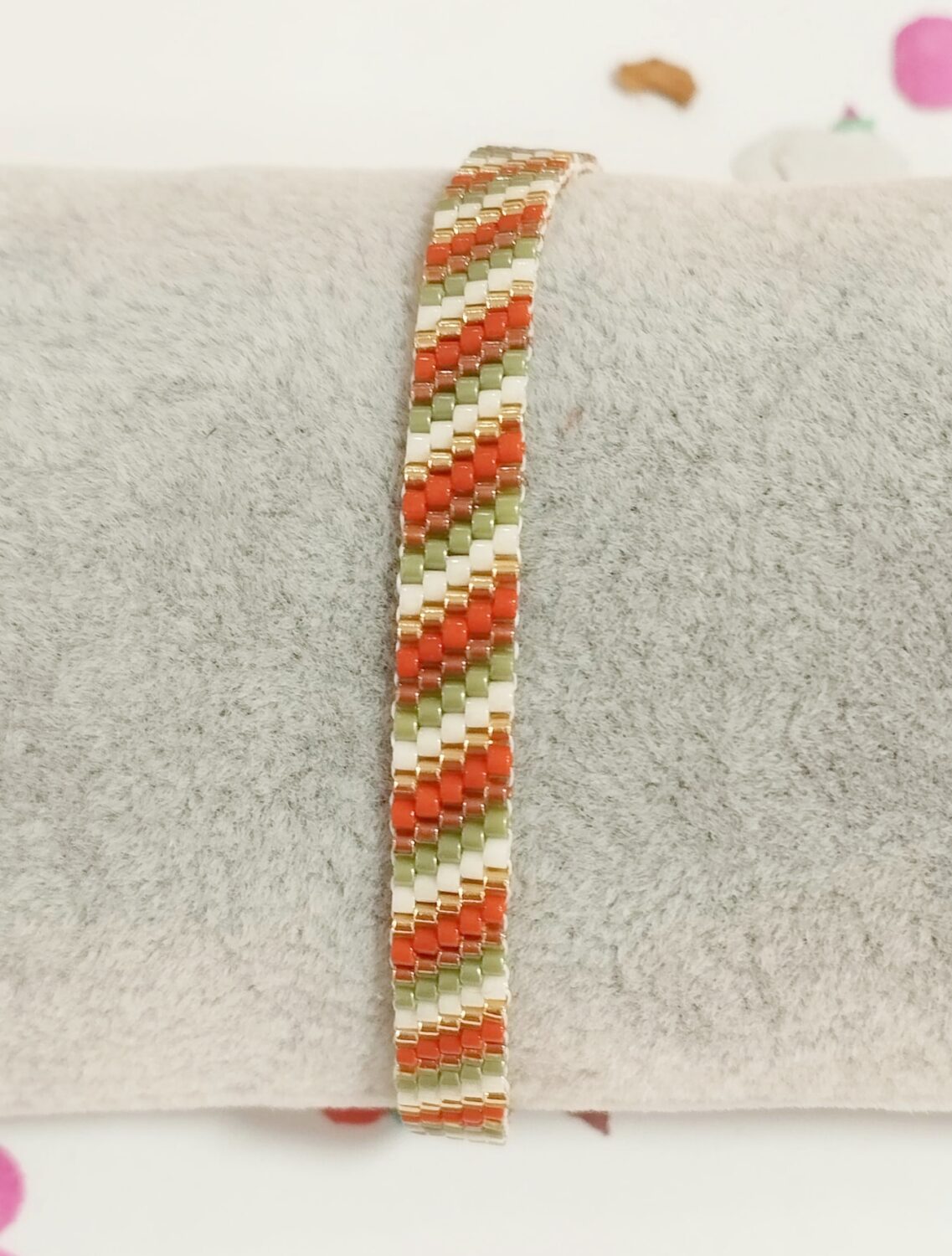 Pulsera rayitas diagonales delica Miyuki (Terracota) - Imagen 2