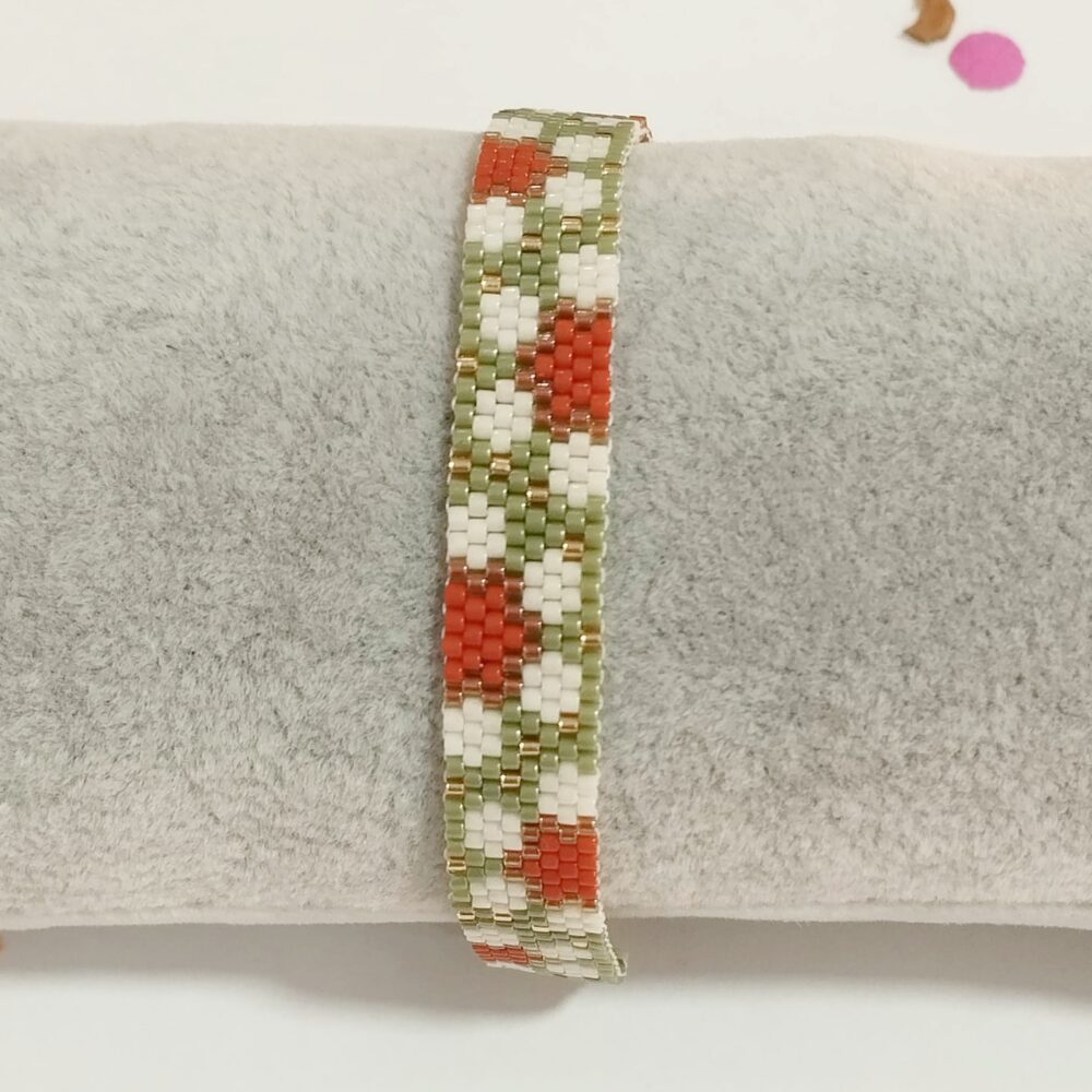 Alternative view of Pulsera ajustable margaritas XL delica Miyuki (verde/mostaza)