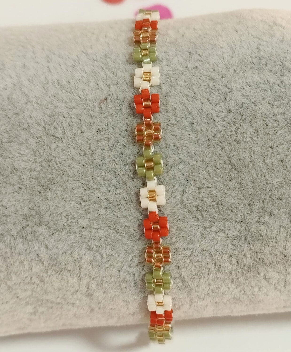Pulsera margaritas fina delica Miyuki (verde/mostaza) - Imagen 2