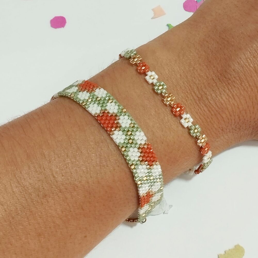 Alternative view of Pulsera ajustable margaritas XL delica Miyuki (Terracota)