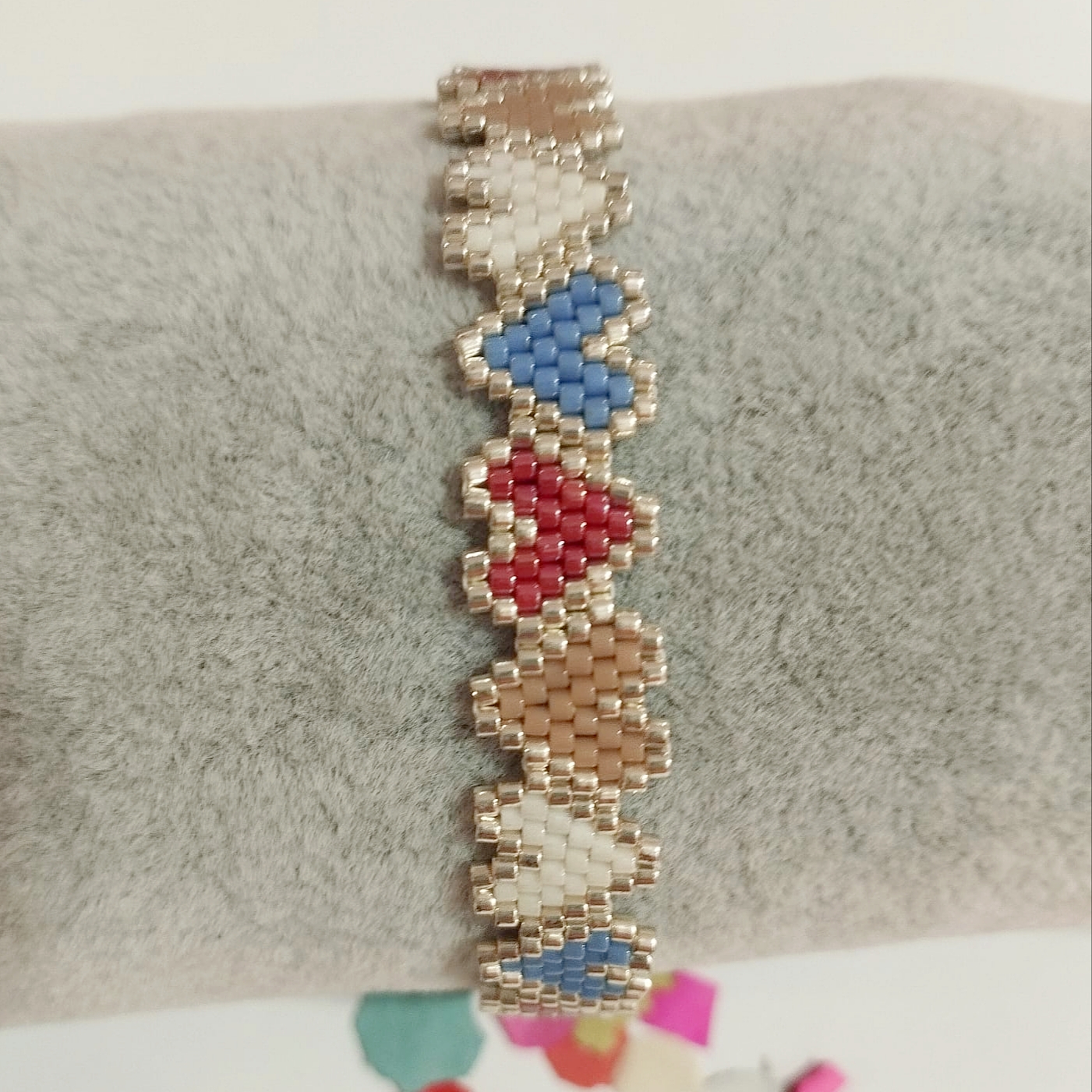 Pulsera corazones delica Miyuki (azul)/rojo - Imagen 2