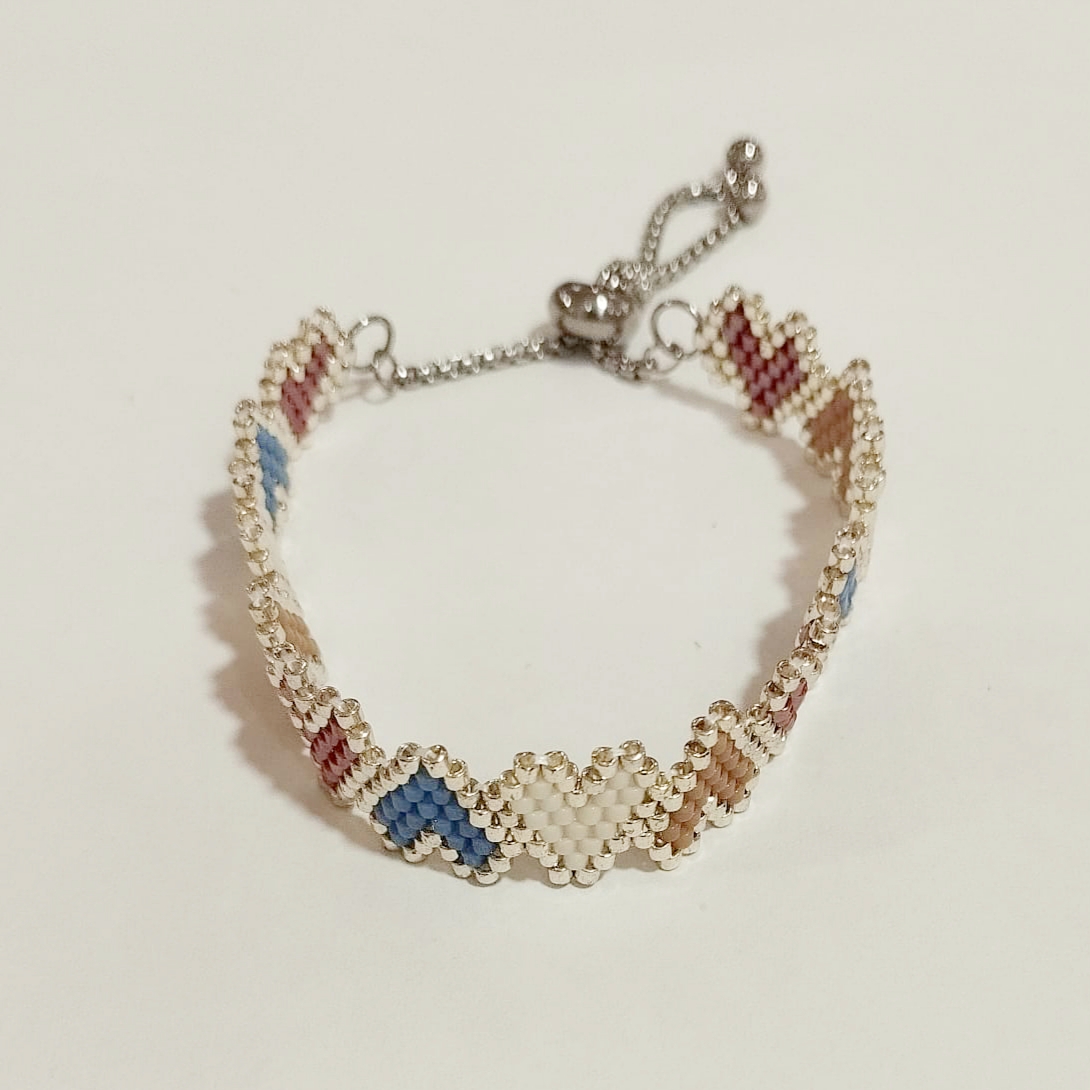 Pulsera corazones delica Miyuki (azul)/rojo - Imagen 3