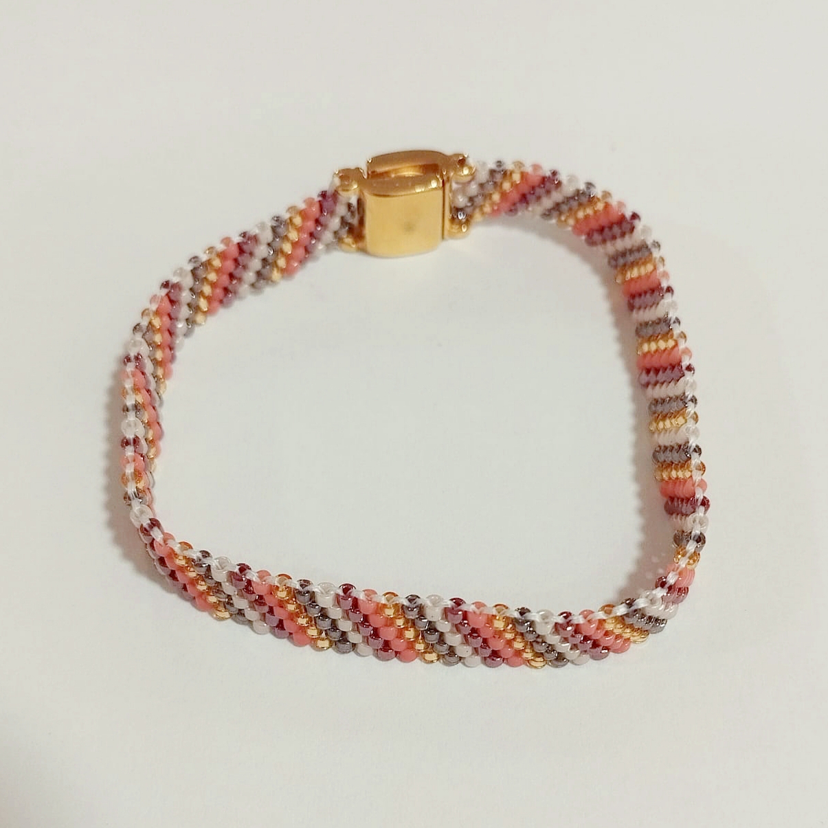 Pulsera diagonal delica Miyuki (rojo/coral) - Imagen 2