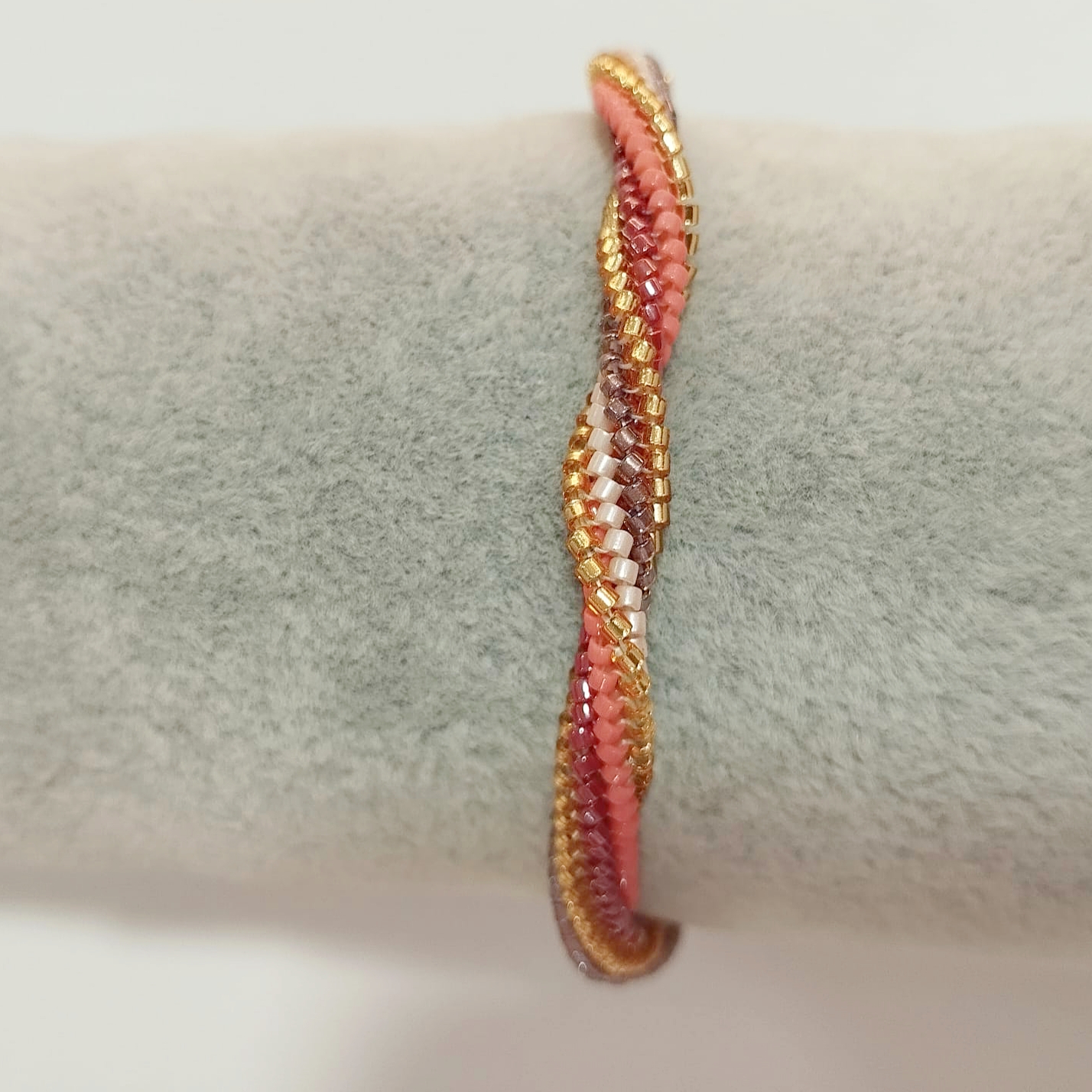 Pulsera tubular delica Miyuki (rojo/coral) - Imagen 2