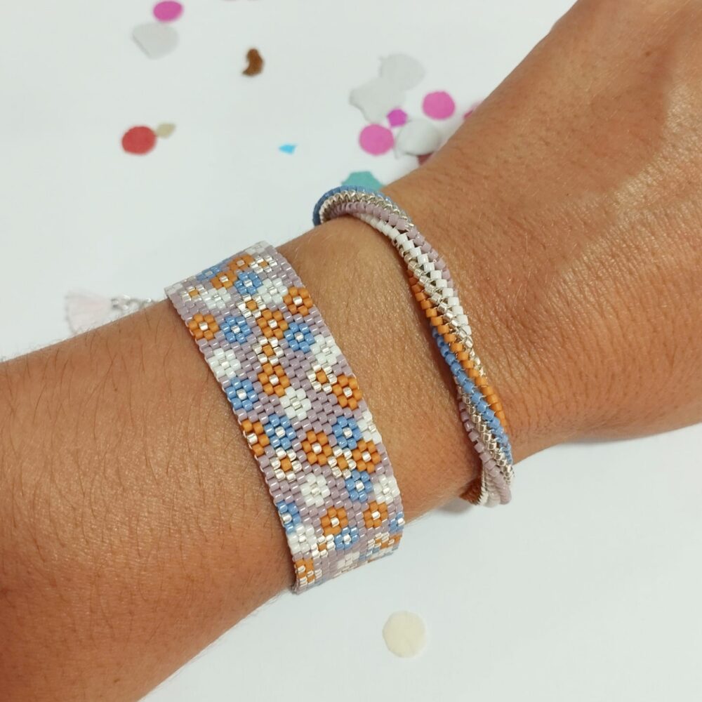 Alternative view of Pulsera tubular delica Miyuki (malva/azul)