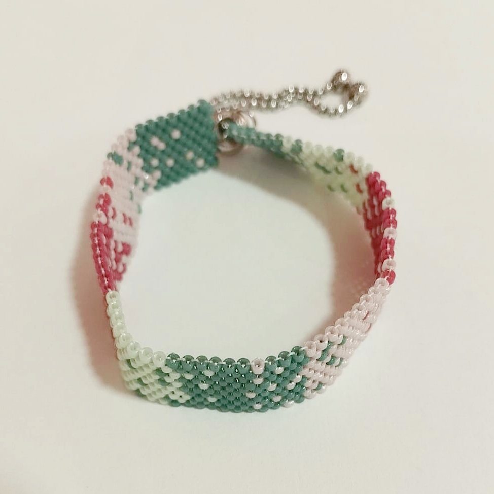 Pulsera mostacilla delica Miyuki (magenta/turquesa) - Imagen 3
