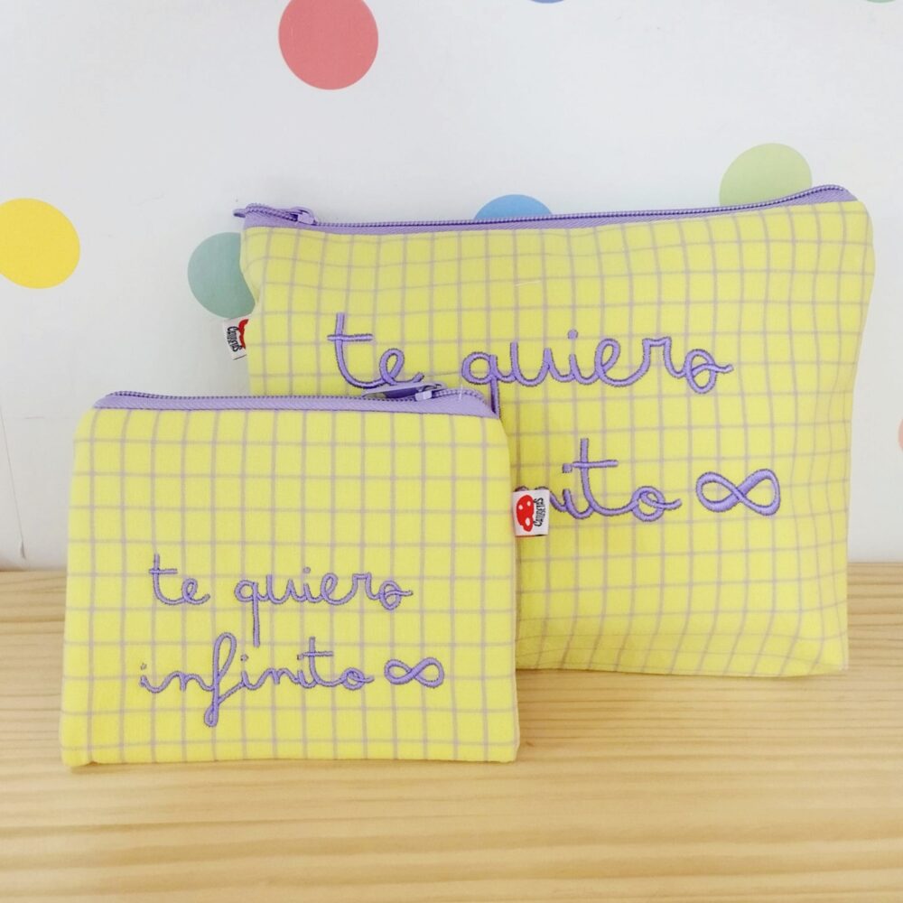 Monedero o Neceser "Te quiero infinito" (amarillo)