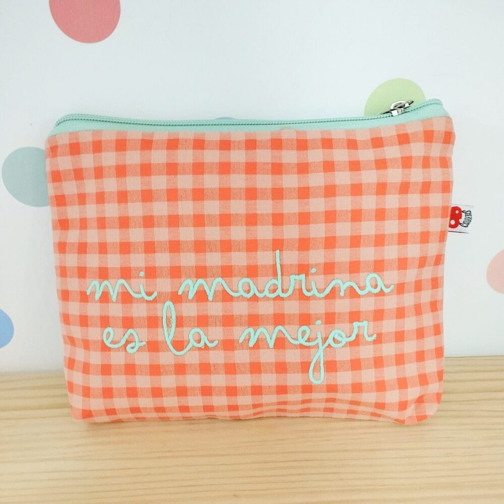 Neceser "Mi madrina es la mejor" (vichy naranja)