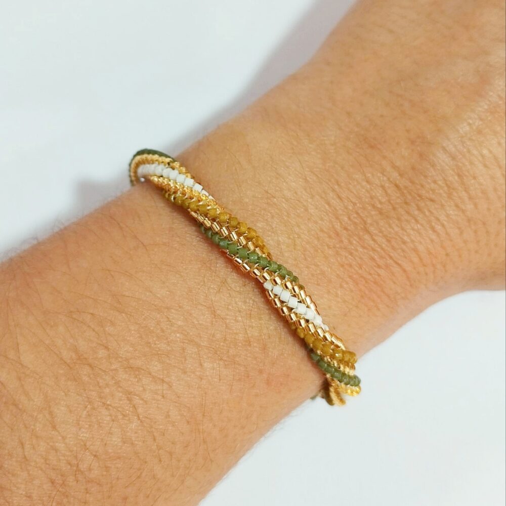 Pulsera tubular delica Miyuki (verde Oliva)