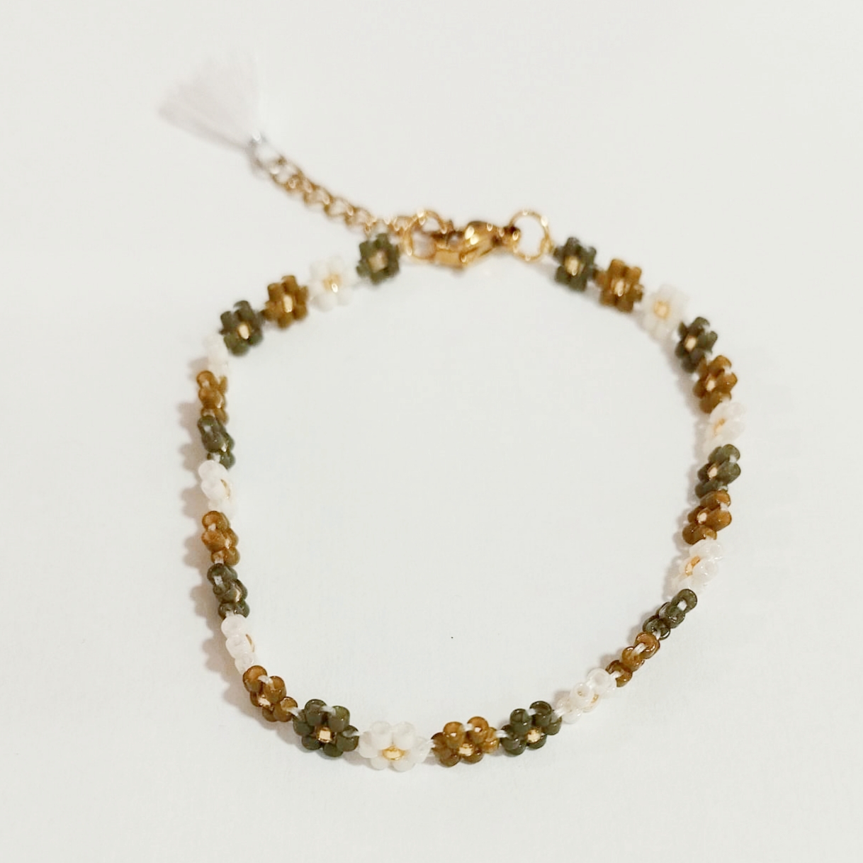 Pulsera fina margaritas delica Miyuki (verde Oliva) - Imagen 3
