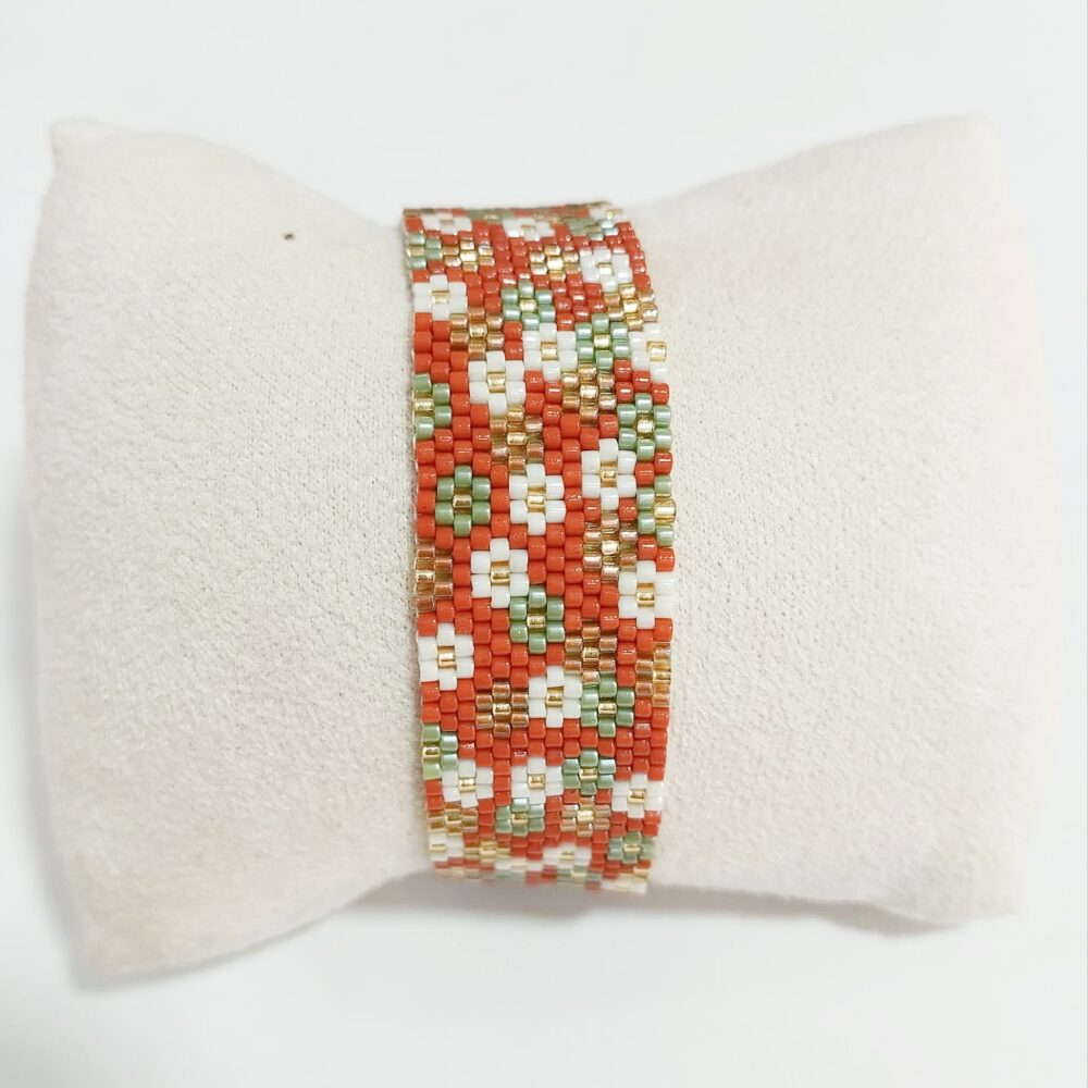 Brazalete ajustable margaritas delica Miyuki (Terracota)