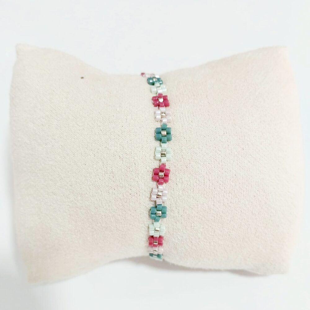 Alternative view of Pulsera fina margaritas delica Miyuki (cherry/eucalipto)