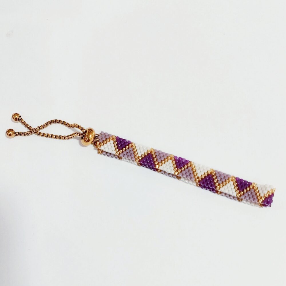 Alternative view of Pulsera ajustable triángulos delica Miyuki (Buganvilla)