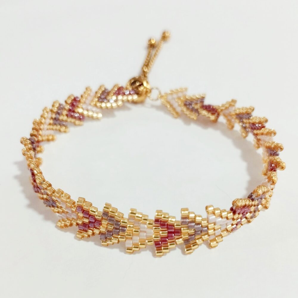 Pulsera ajustable flechitas delica Miyuki (Cinnamon)