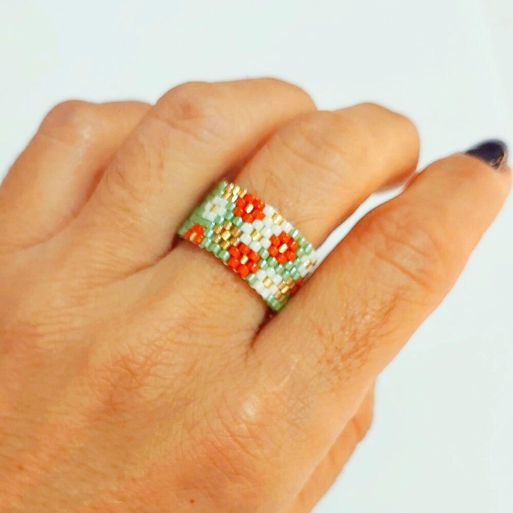 Anillo margaritas delica Miyuki (Terracota)