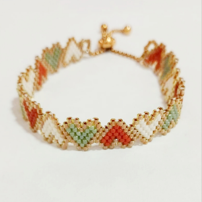 Pulsera corazones delica Miyuki (Terracota)