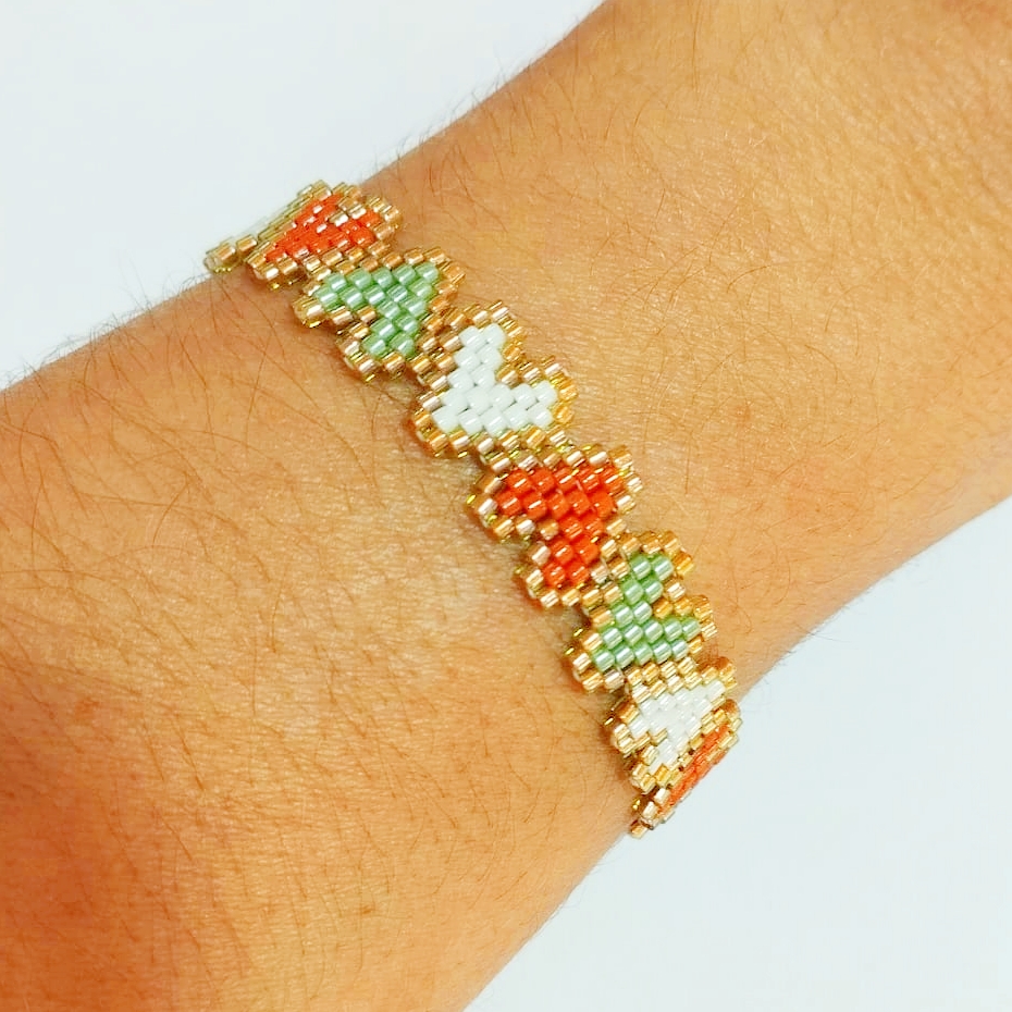 Alternative view of Pulsera corazones delica Miyuki (Terracota)