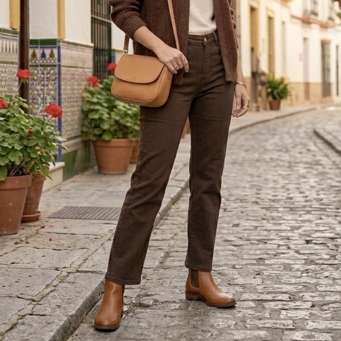 Pantalón wide leg marrón