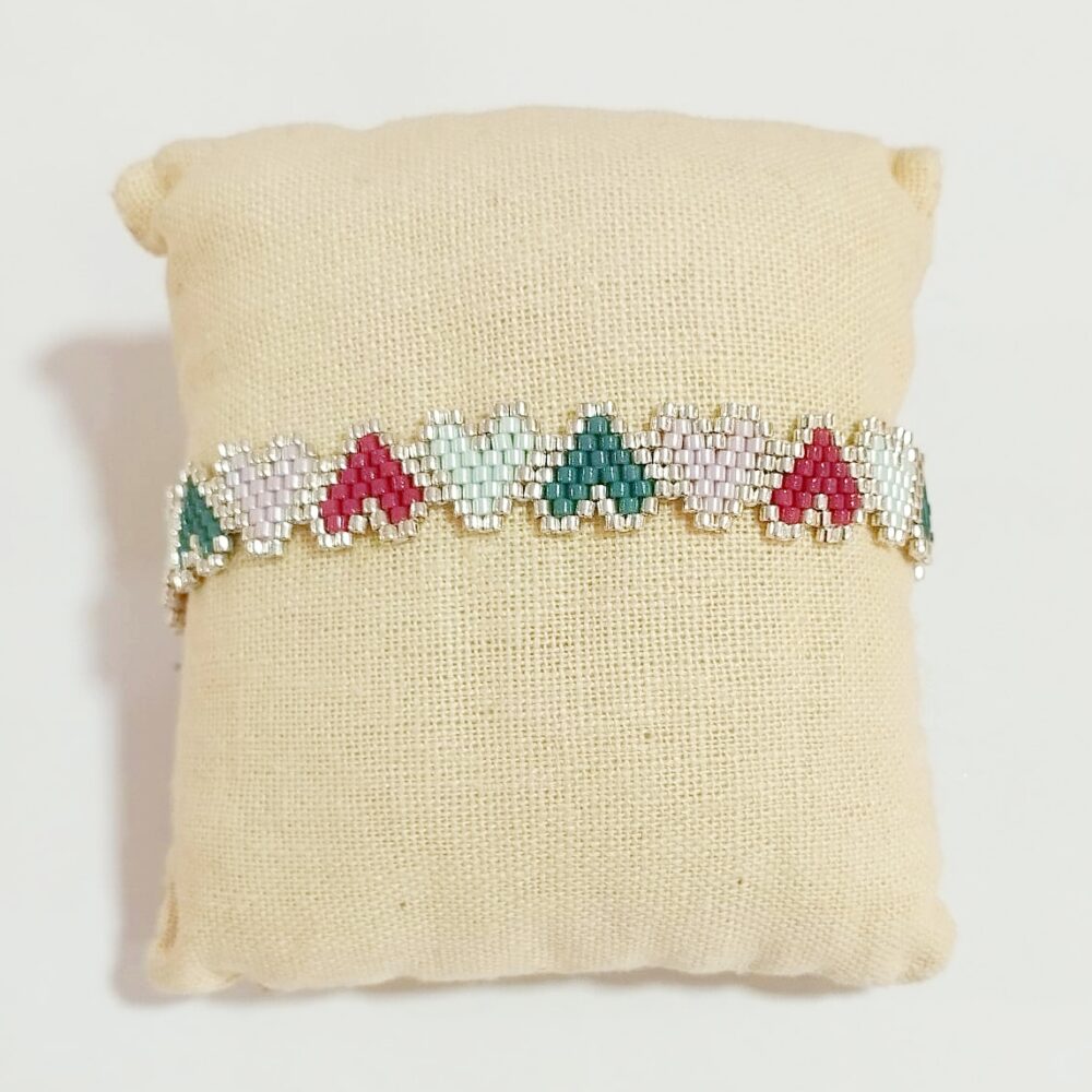 Alternative view of Pulsera corazones delica Miyuki (cherry/eucalipto)