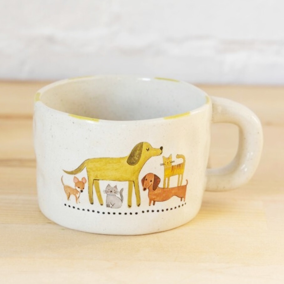 Taza folk "gato y perro"