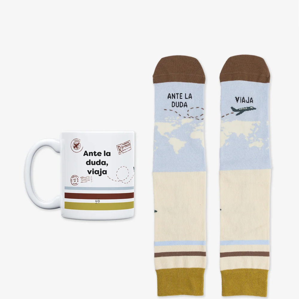 Kit taza+calcetines "Ante la duda viaja"